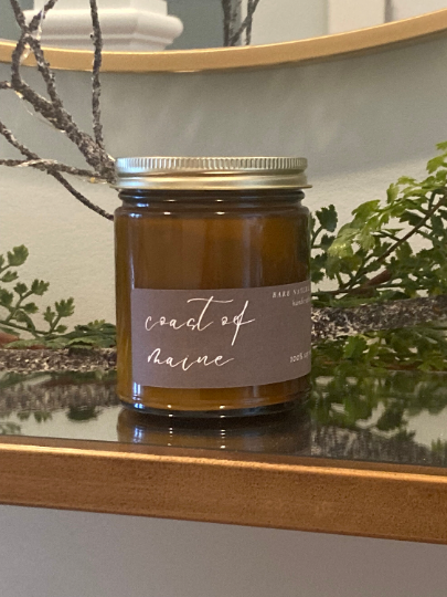Coast of Maine | Soy Wax Amber Glass Jar Candle | Made in Maine